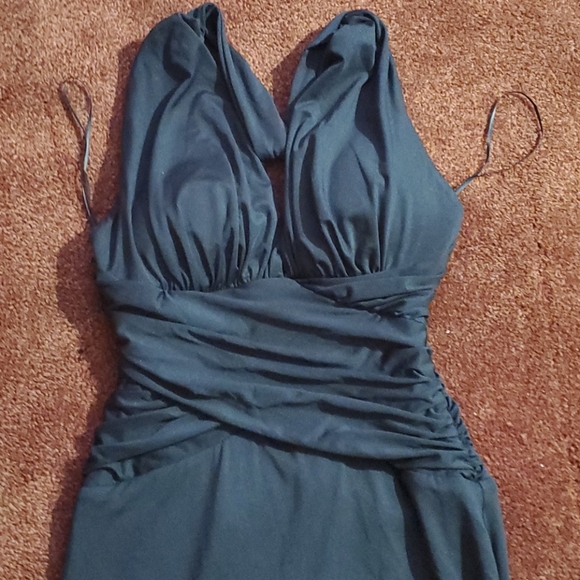Stretchy V-Neck Little Black Dress - Picture 3 of 12